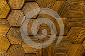 Hexagon of wood pattern background. Old wooden texture in honeycomb form of tiles, consisting of a set of hexagonal