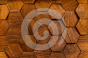 Hexagon of wood pattern background. Old wooden texture in honeycomb form of tiles, consisting of a set of hexagonal