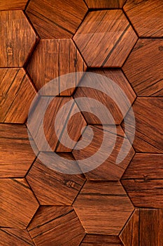 Hexagon of wood pattern background. Old wooden texture in honeycomb form of tiles, consisting of a set of hexagonal