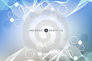 Hexagonal abstract background. Big Data Visualization. Global network connection. Medical, technology, science