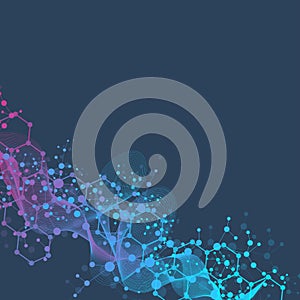 Hexagonal abstract background. Big Data Visualization. Global network connection. Medical, technology, science