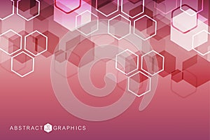 Hexagonal abstract background. Big Data Visualization. Global network connection. Medical, technology, science