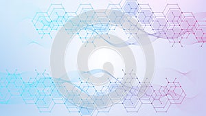 Hexagonal abstract background. Big Data Visualization. Global network connection. Medical, technology, science background. Vector