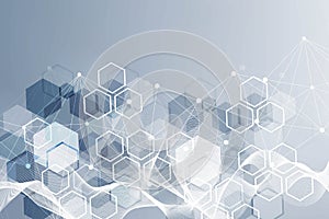 Hexagonal abstract background. Big Data Visualization. Global network connection. Technology hexagons structure or