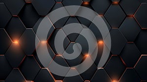 Hexagonal abstract metal background with light. Generative Ai