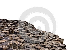 Basalt columns at Giant's Causeway (North Ireland, UK) isolated on white background