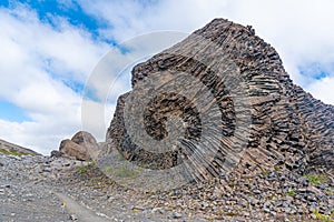 Hexagonal basalt rocks at Hljodaklettar on Iceland