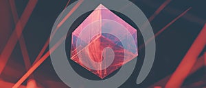 Hexagonal blockchain grid background with central geometric element