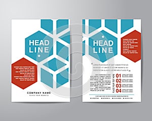 Hexagonal brochure flyer design layout template in A4 size, with