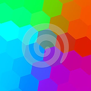 Hexagonal Color Spectrum. Colorful Abstract Background. Simple Geometric Art. Creative Mosaic Pattern. Digital Colored Graphic.