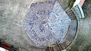 hexagonal gazebo for antique-style spa bands on a pedestal