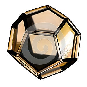 Hexagonal glassy geometry with distinct gold border Abstract, dramatic, passionate, luxurious and exclusive isolated 3D rendering