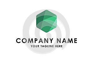 Hexagonal Green Diamond Logo Design Concept