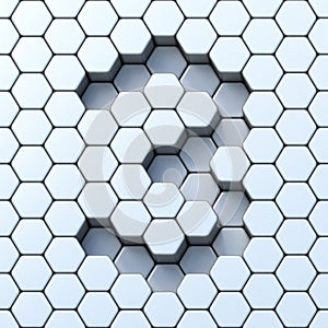Hexagonal grid number THREE 3 3D