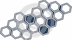 Hexagonal Grid Pattern with Blue Accents, vector design Generative AI