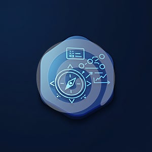 Hexagonal icon with blue gradient background,