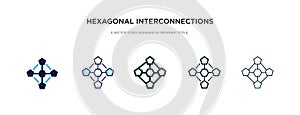 Hexagonal interconnections icon in different style vector illustration. two colored and black hexagonal interconnections vector