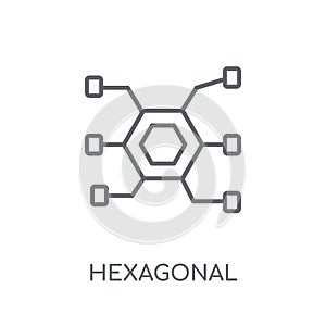 Hexagonal Interconnections linear icon. Modern outline Hexagonal