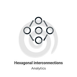 Hexagonal interconnections outline vector icon. Thin line black hexagonal interconnections icon, flat vector simple element