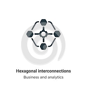 Hexagonal interconnections vector icon on white background. Flat vector hexagonal interconnections icon symbol sign from modern