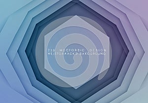 Hexagonal layered pattern with a gradient color scheme of blue and purple. The