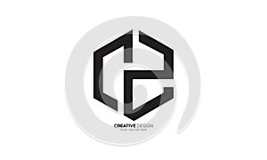 Hexagonal letter CZ creative art modern monogram logo