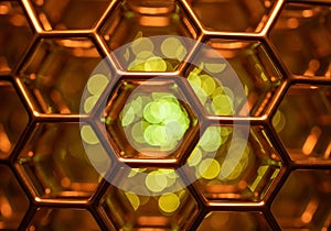 Hexagonal light pattern isolated on white background