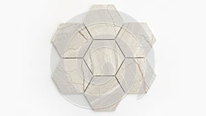Hexagonal marble tiles pattern isolated on white background