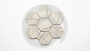 Hexagonal marble tiles pattern isolated on white background