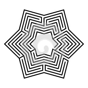 Hexagonal maze, star-shaped, six-pointed labyrinth in seven courses