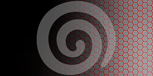 Abstract Red Hexagonal Mesh in Black and Grey Gradient Background Banner