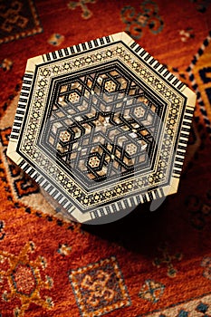 hexagonal middle eastern, moroccan inlaid box