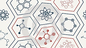 Hexagonal Molecular Pattern for Chemistry and Scientific Design, vector design Generative AI