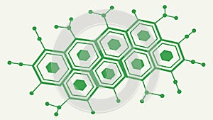 Hexagonal Molecular Structure, Green Scientific Grid, vector design Generative AI
