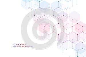 Hexagonal molecular structure for medical, science and digital technology design. Abstract geometric vector background.