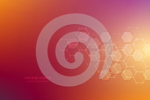 Hexagonal molecular structure for medical, science and digital technology design. Abstract geometric vector background.