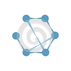 Hexagonal molecule badge. Molecular structure logo, molecular grids and chemistry hexagon molecules templates. Dna macromolecule,