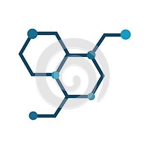 Hexagonal molecule badge. Molecular structure logo, molecular grids and chemistry hexagon molecules templates. Dna macromolecule,