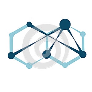 Hexagonal molecule badge. Molecular structure logo, molecular grids and chemistry hexagon molecules templates. Dna macromolecule,