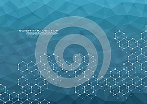 Hexagonal molecule. Molecular structure. Genetic and chemical compounds. Chemistry, medicine, science and technology