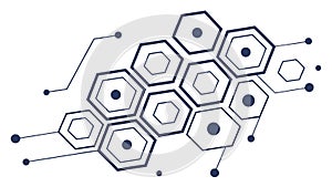 Hexagonal Network Data Flow Background, vector design Generative AI