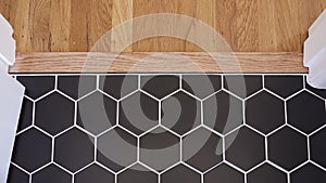 Hexagonal pattern of a bathroom floor