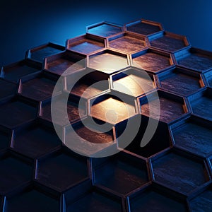 Hexagonal pattern in a 3D design with a honeycomb-like structure. Made of textured