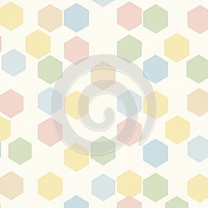 Hexagonal pattern featuring an array of pastel colors including pink, blue, beige, and