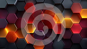 Hexagonal pattern featuring a 3D design with overlapping shapes. The hexagons