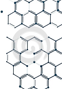 Hexagonal pattern of interconnected lines and nodes, resembling a molecular or