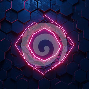 A hexagonal pattern of interconnected tiles forms the background of this image, with