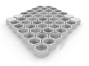 Hexagonal pattern tiles isolated on white background