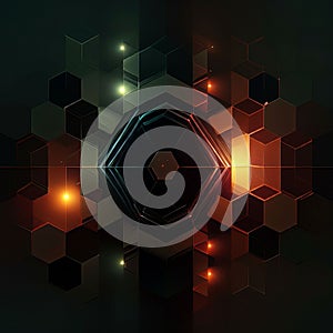 Hexagonal patterns create a three-dimensional, futuristic design. The image