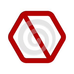Hexagonal prohibition sign. No symbol isolated on white. Vector illustration photo